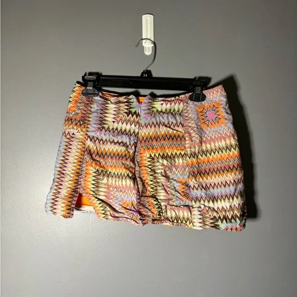 Urban Outfitters Linen Blend Geometric Mini Skirt Womens Size Medium - Picture 3 of 5